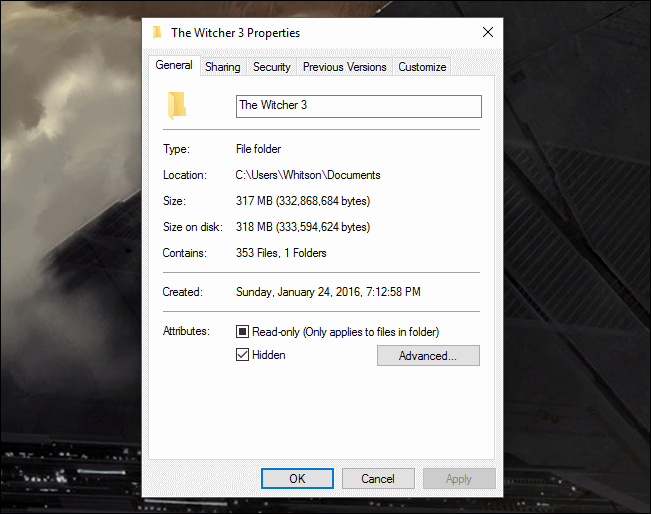 hide folder in windows computer
