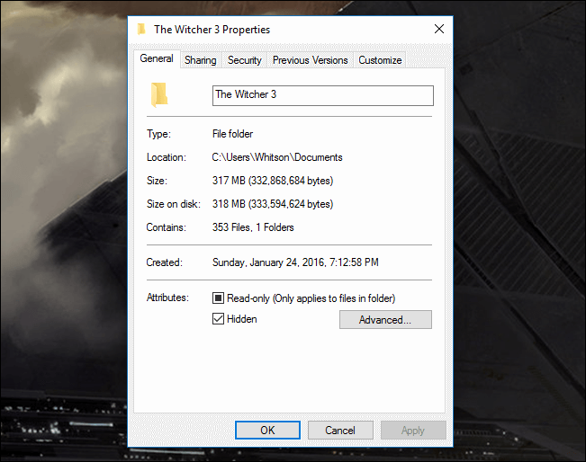 ukryj folder na komputerze z systemem Windows