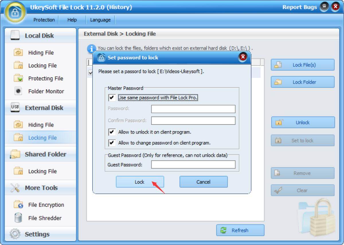 bloccare l'unità USB con password