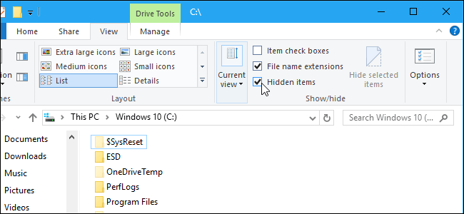 показать скрытый файл в windows 10