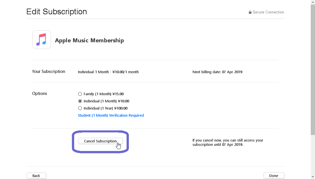 Apple Music iTunes abbrechen