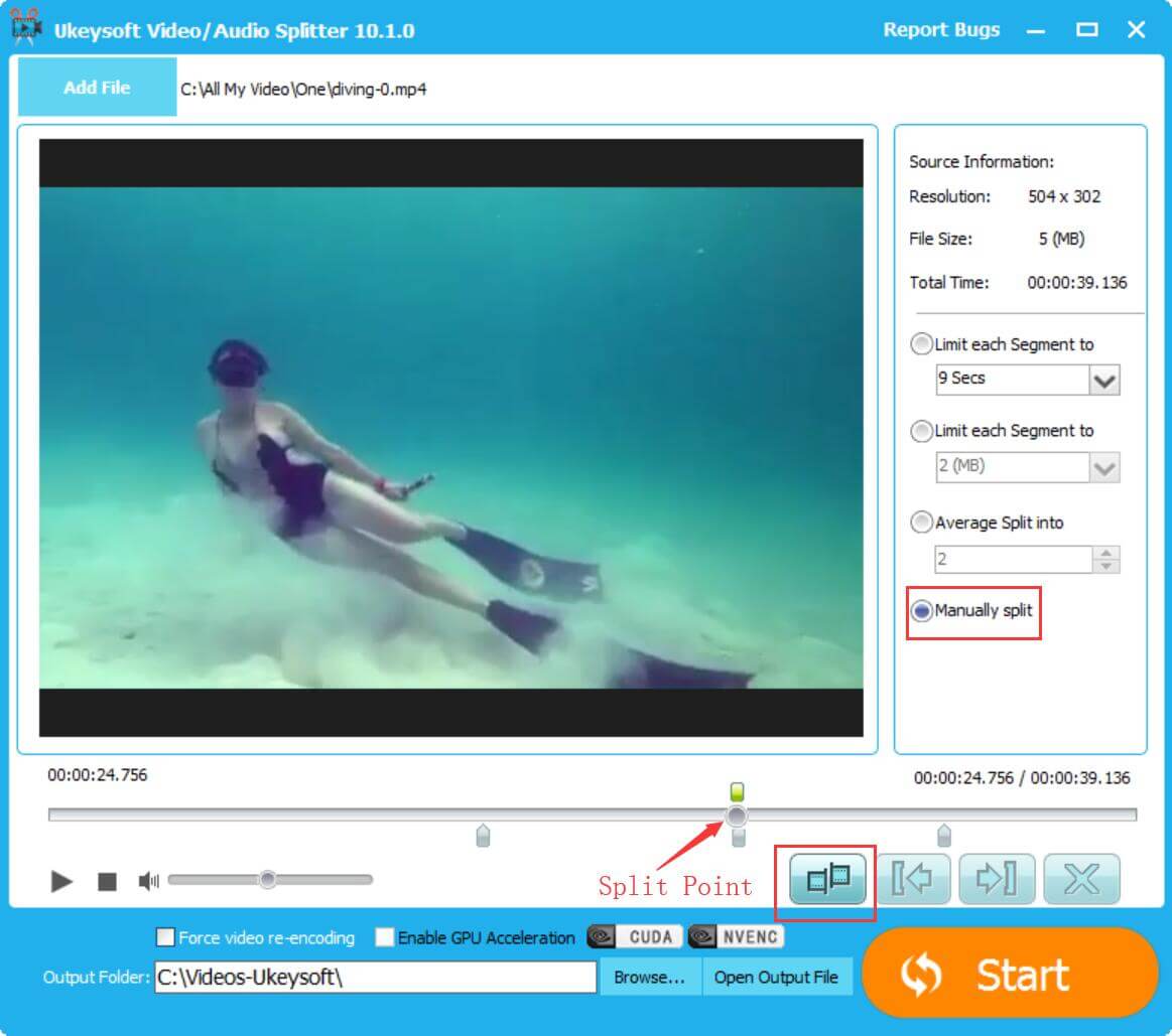 belah video secara manual