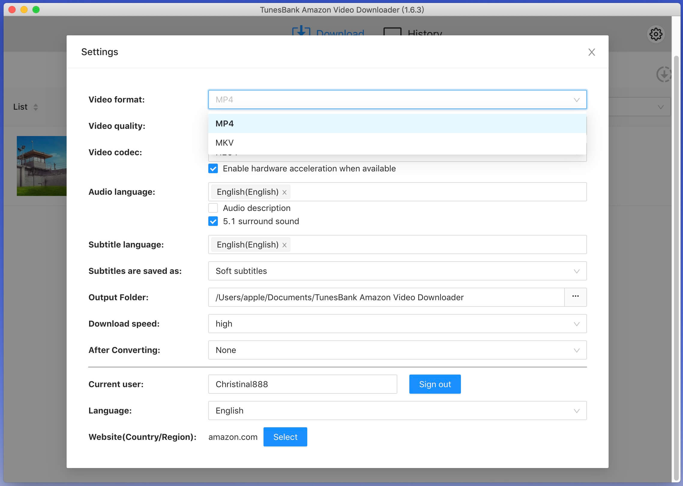 select output format