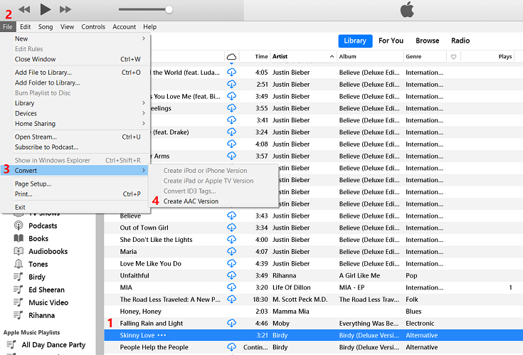 convertir canciones a formato aac