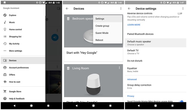 gandingkan peranti ke rumah google melalui bluetooth