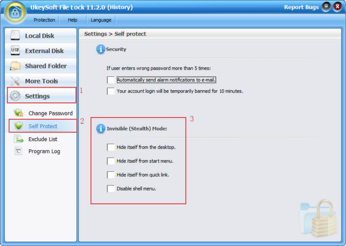 ocultar o aplicativo UkeySoft File Lock