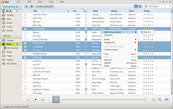 add the converted music to samsung kies