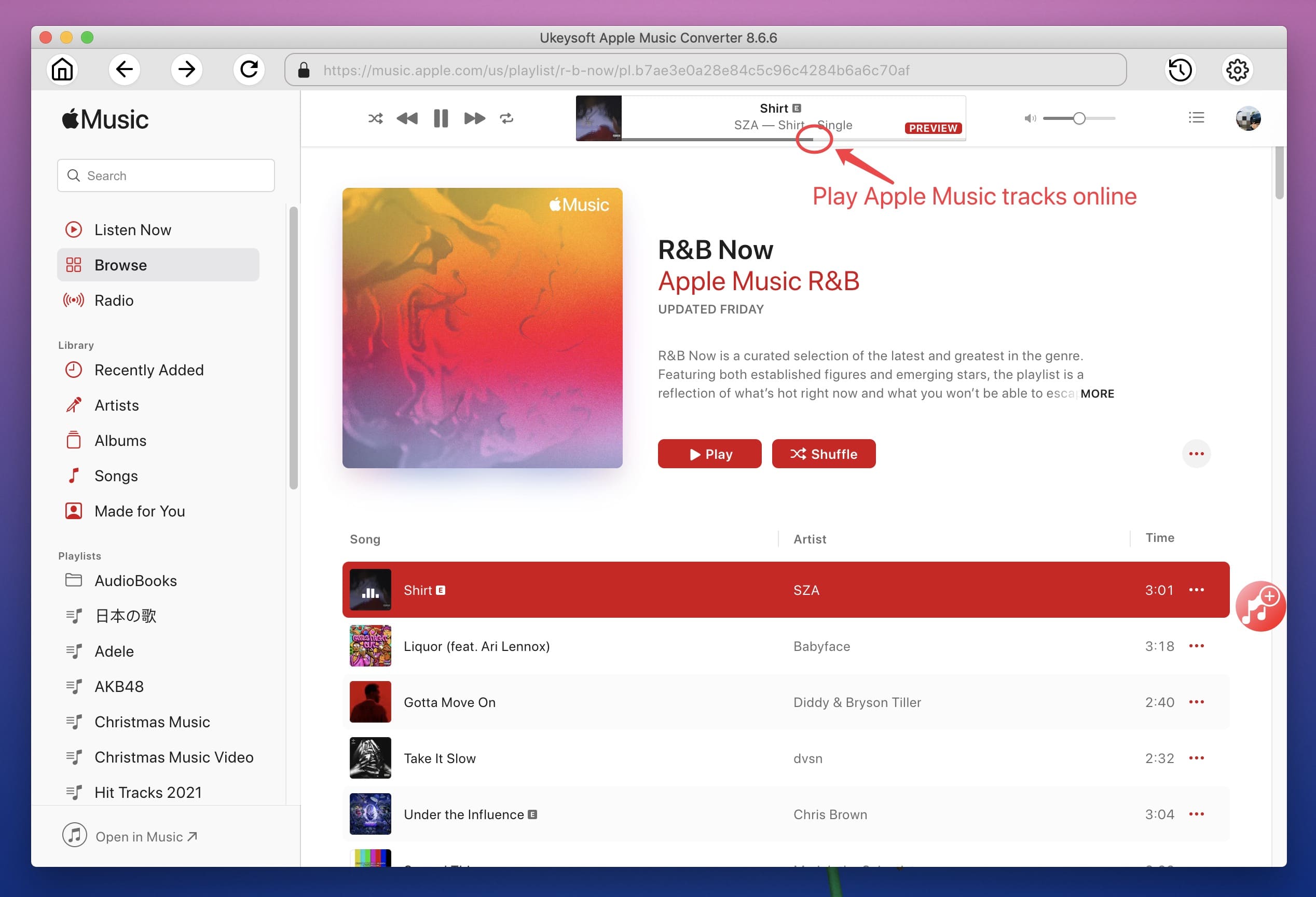 Interface UkeySoft Apple Music Converter