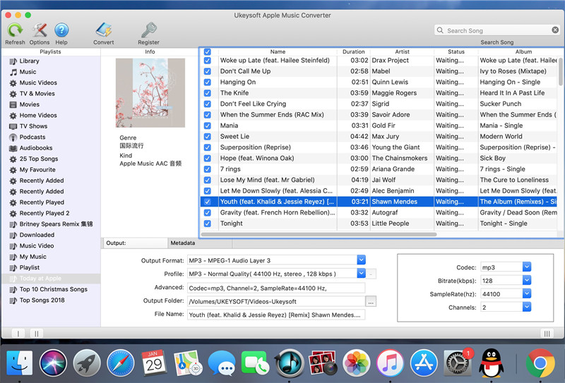 selecionar faixas de música da apple