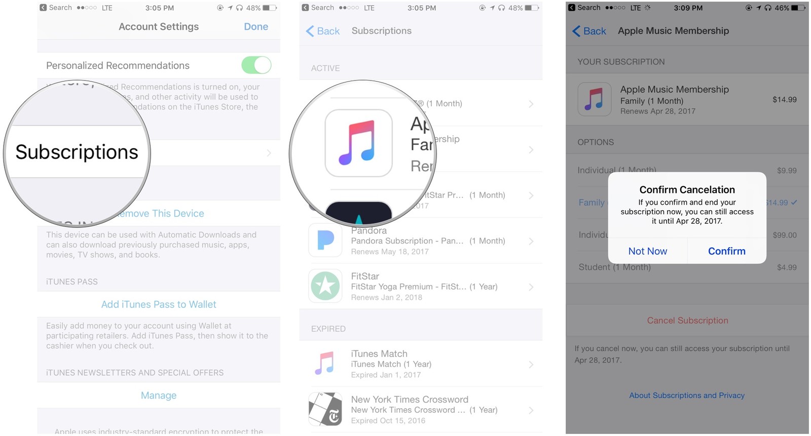 annuler l'adhésion Apple Music sur iPhone, iPad et iPod touch