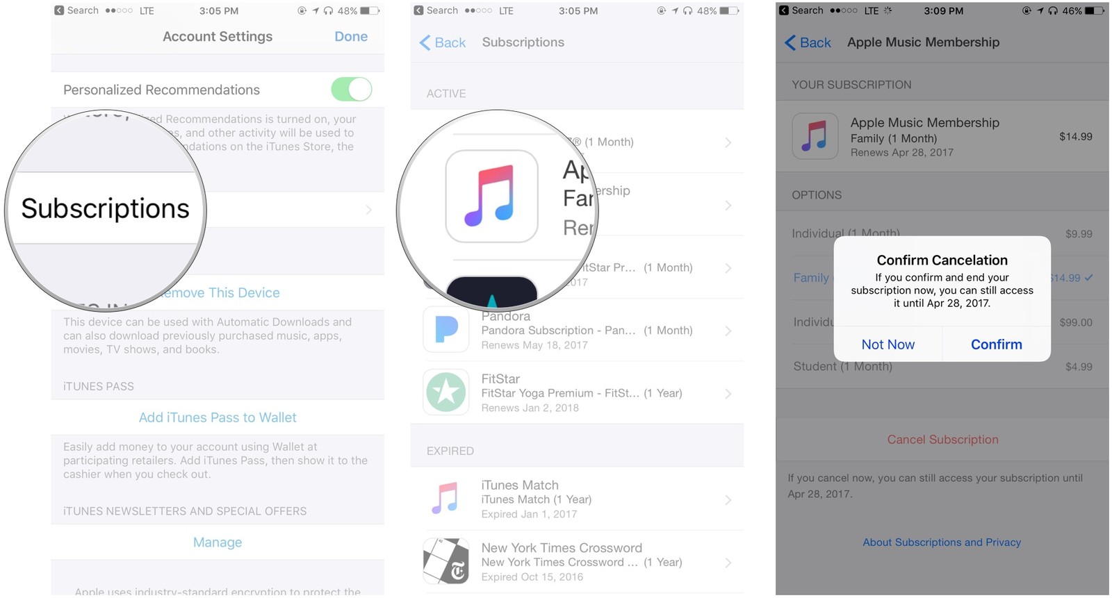 peruuta Apple Music -jäsenyys iPhonessa, iPadissa ja iPod touchissa