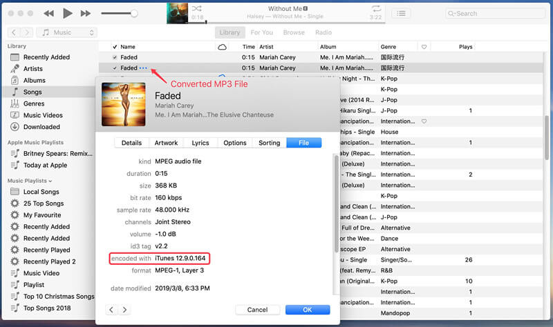Fichiers iTunes convertis en MP3