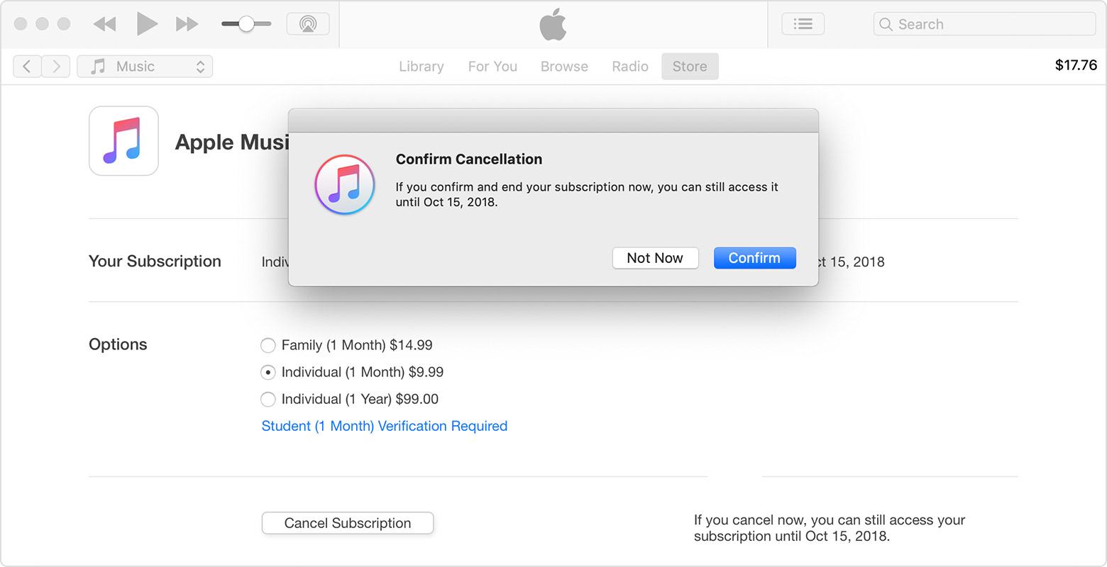 itunes cancel apple music subscription on macos mojave macbookpro