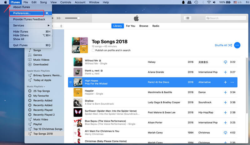 run iTunes and click preferences