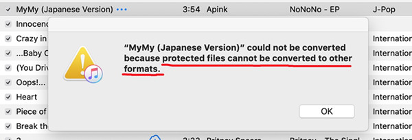 DRM protected apple music could not be converted