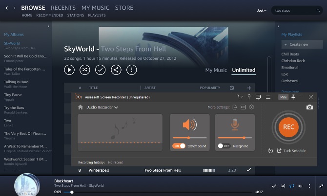 Enregistrement d'Amazon Music au format MP3