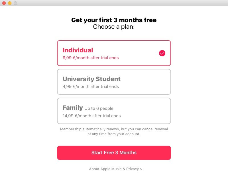 Apple Music 3-month trial