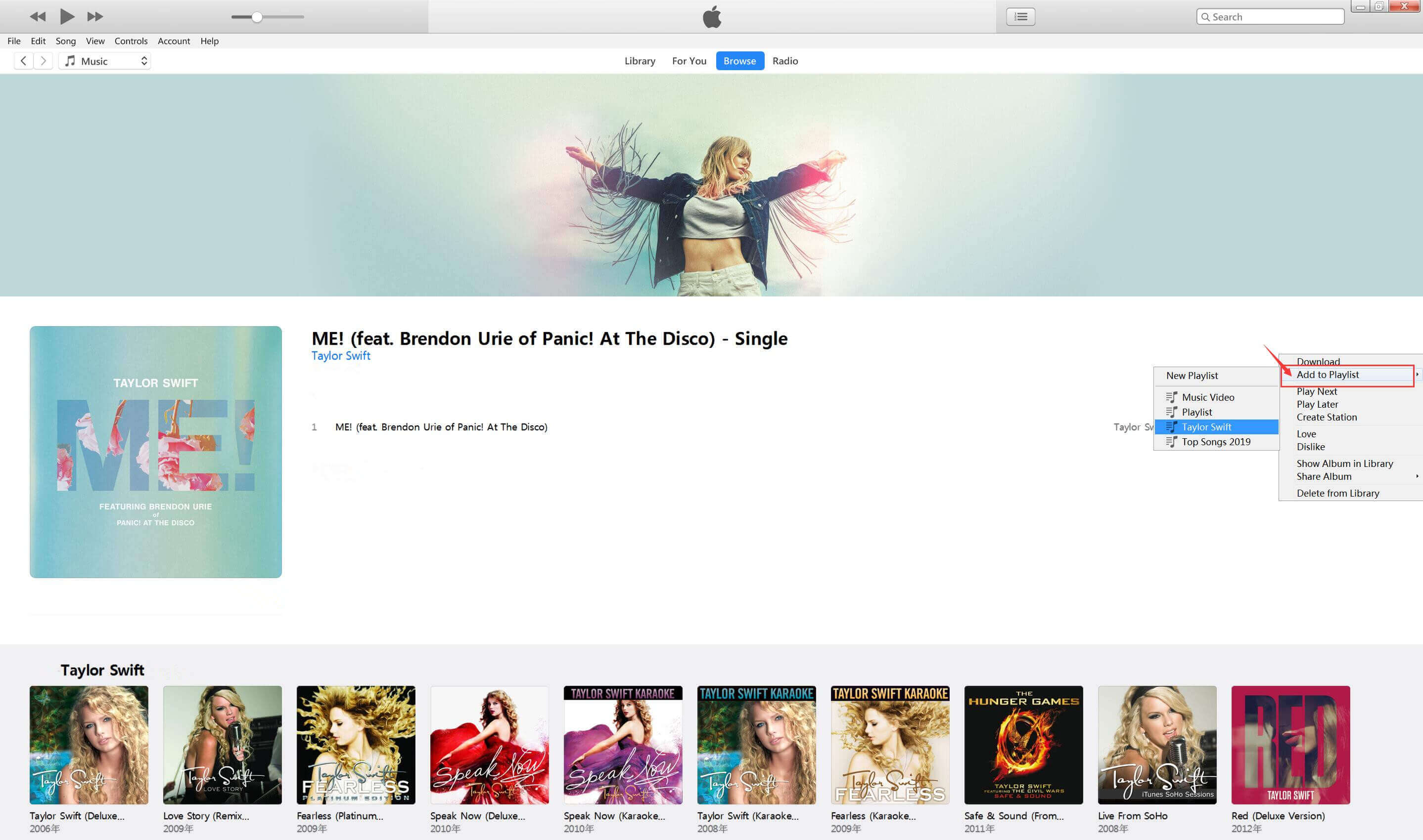 ajouter Taylor Swift Songs d'iTunes Store à la bibliothèque iTunes