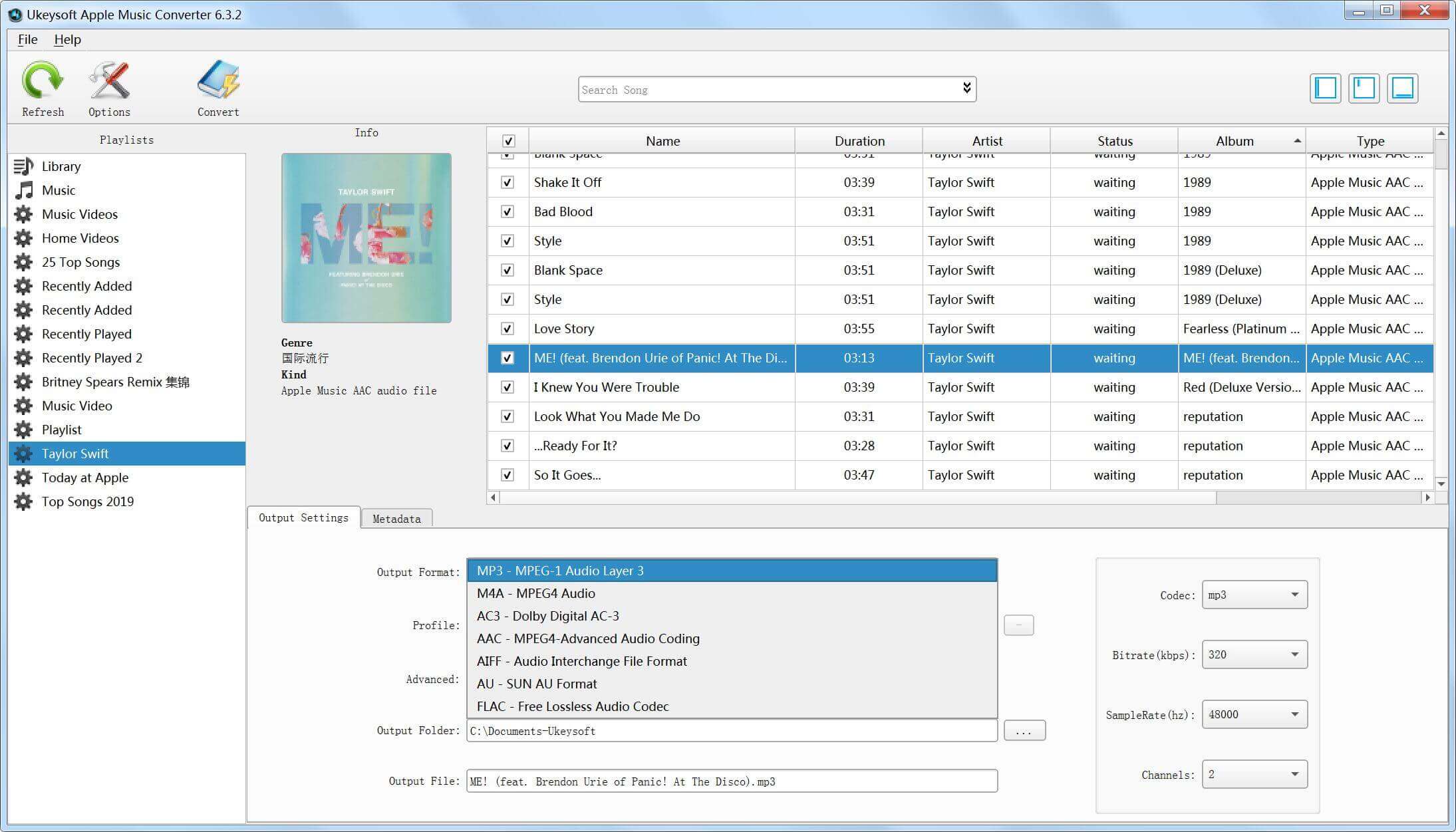 Select MP3 as download format