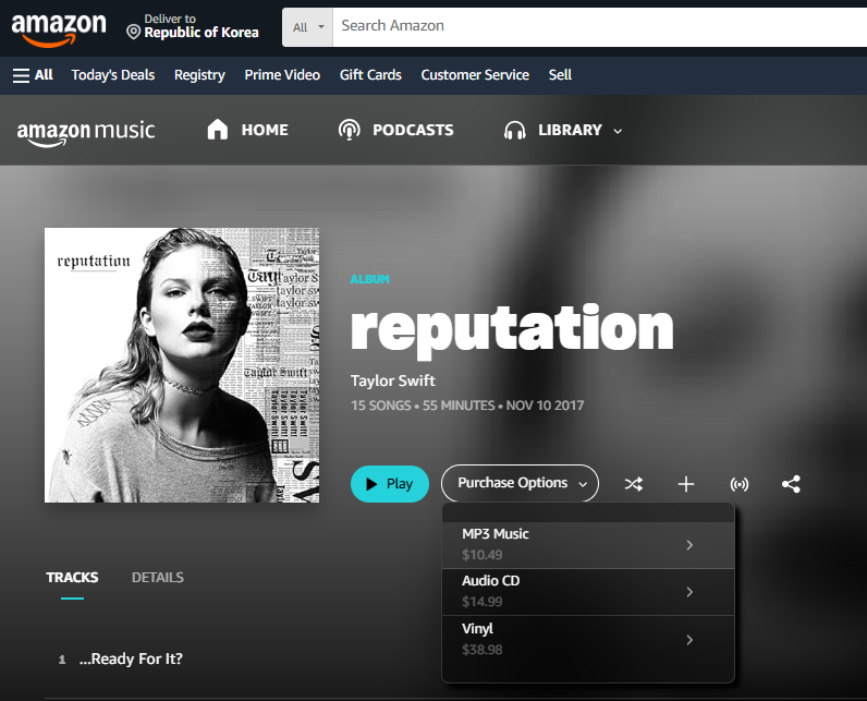 Taylor Swift-Album bei Amazon Music kaufen