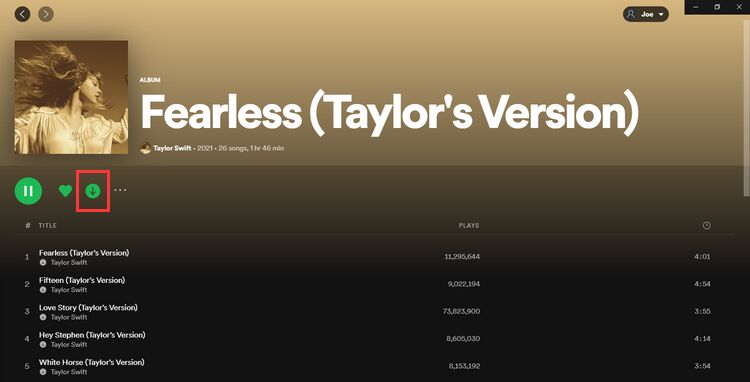 ดาวน์โหลดอัลบั้ม Spotify บนพีซี