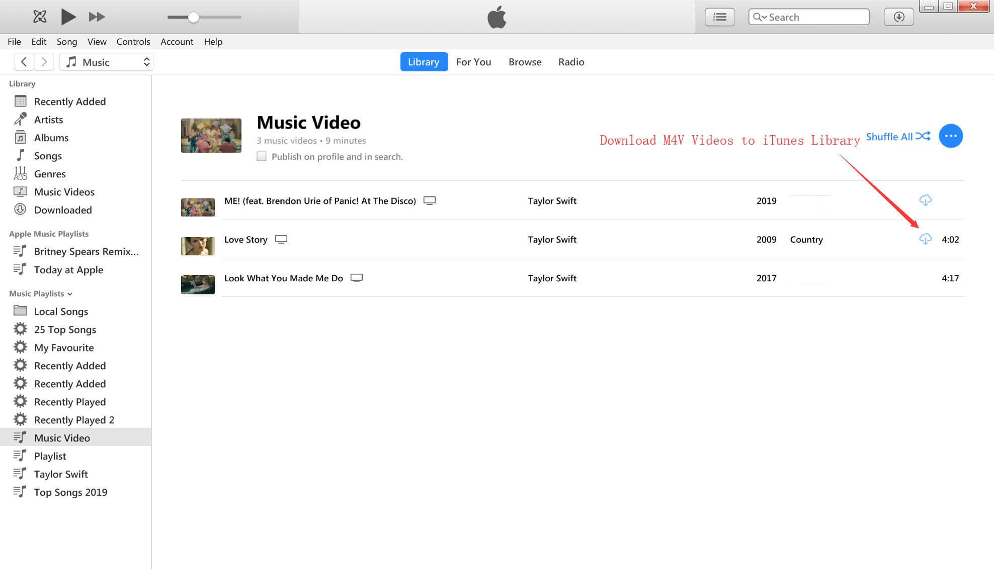 Tải xuống iTunes Video vào Thư viện