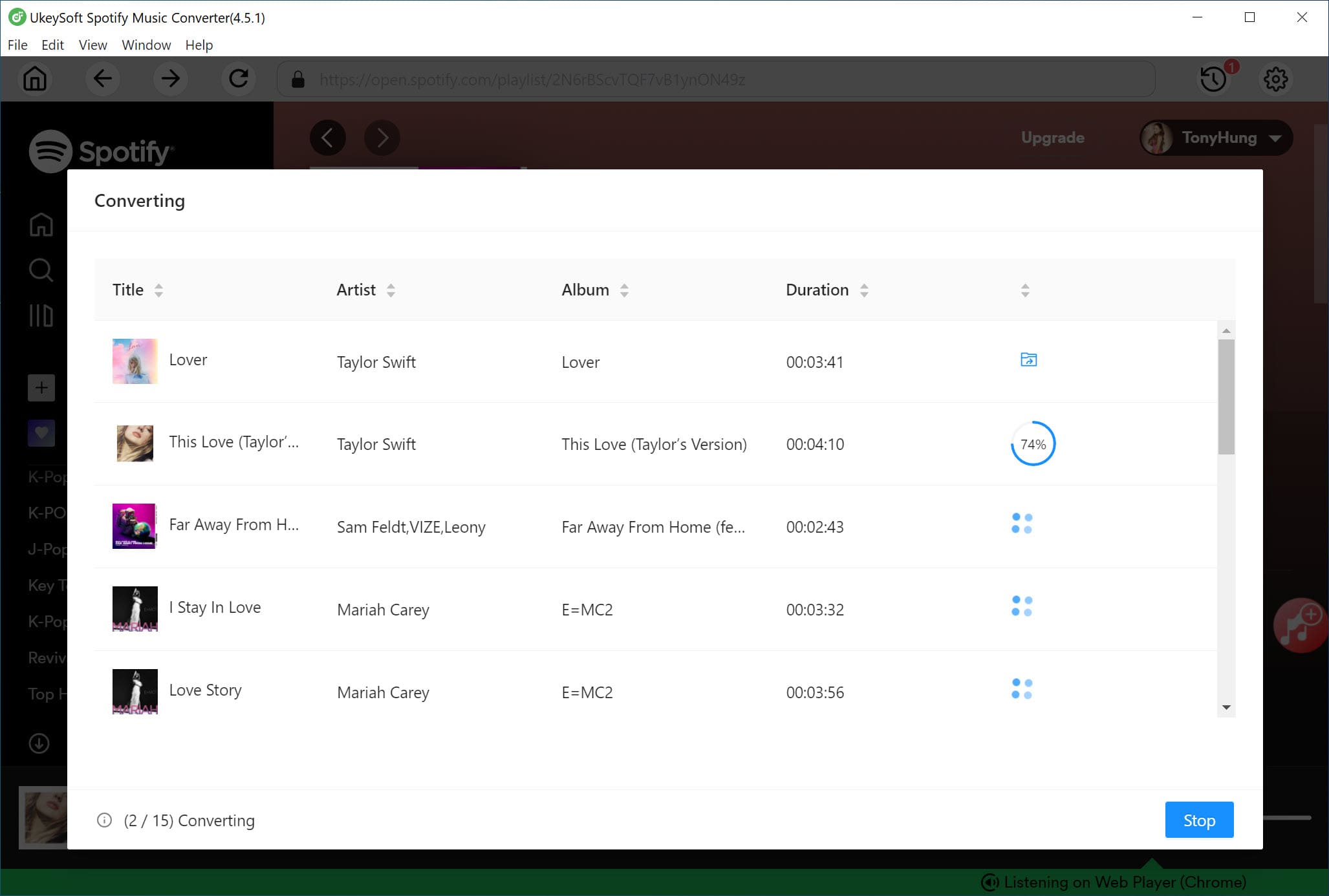 Spotify Music'i MP3'e indirin