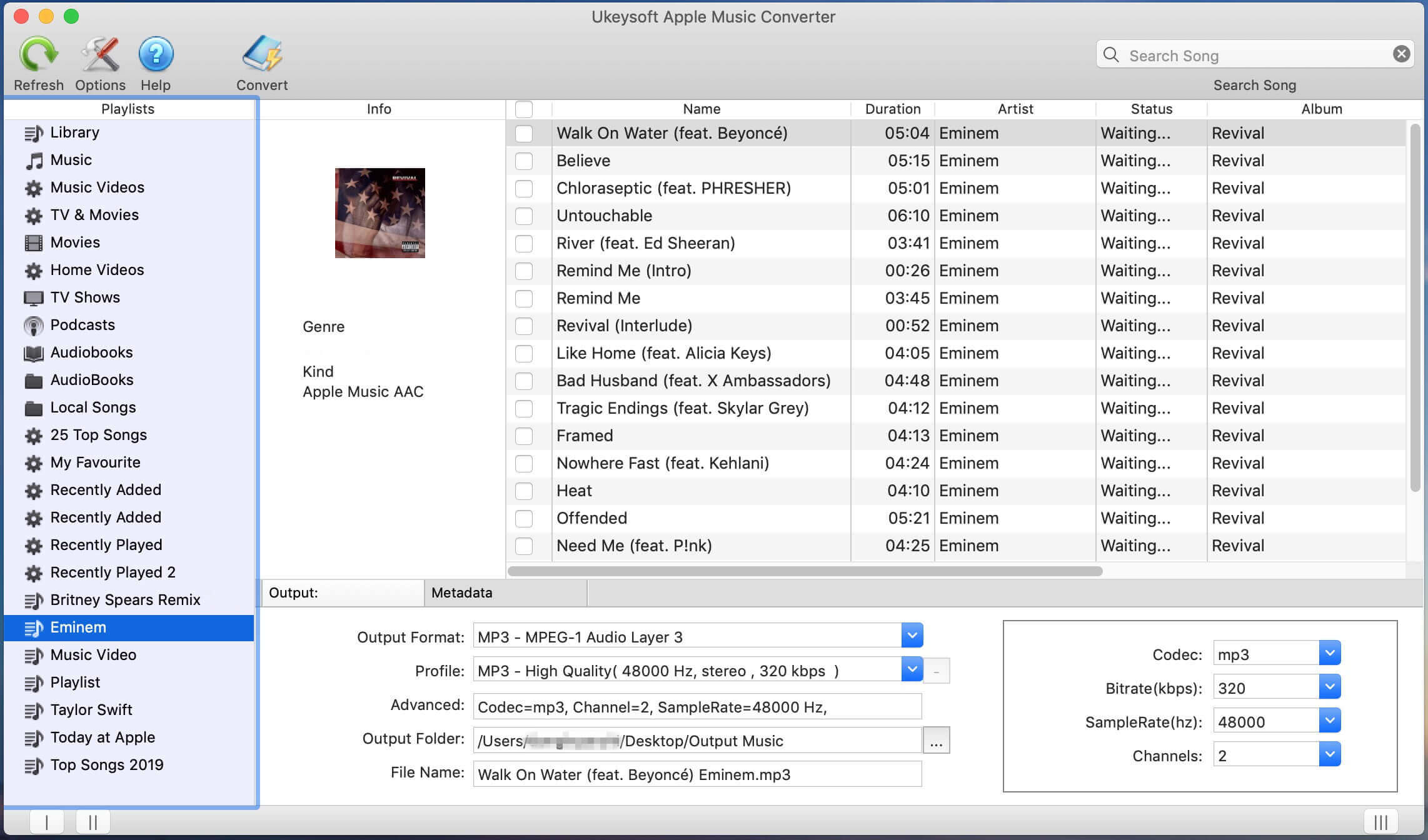 Ukeysoft Apple, музыкальный конвертер интерфейс