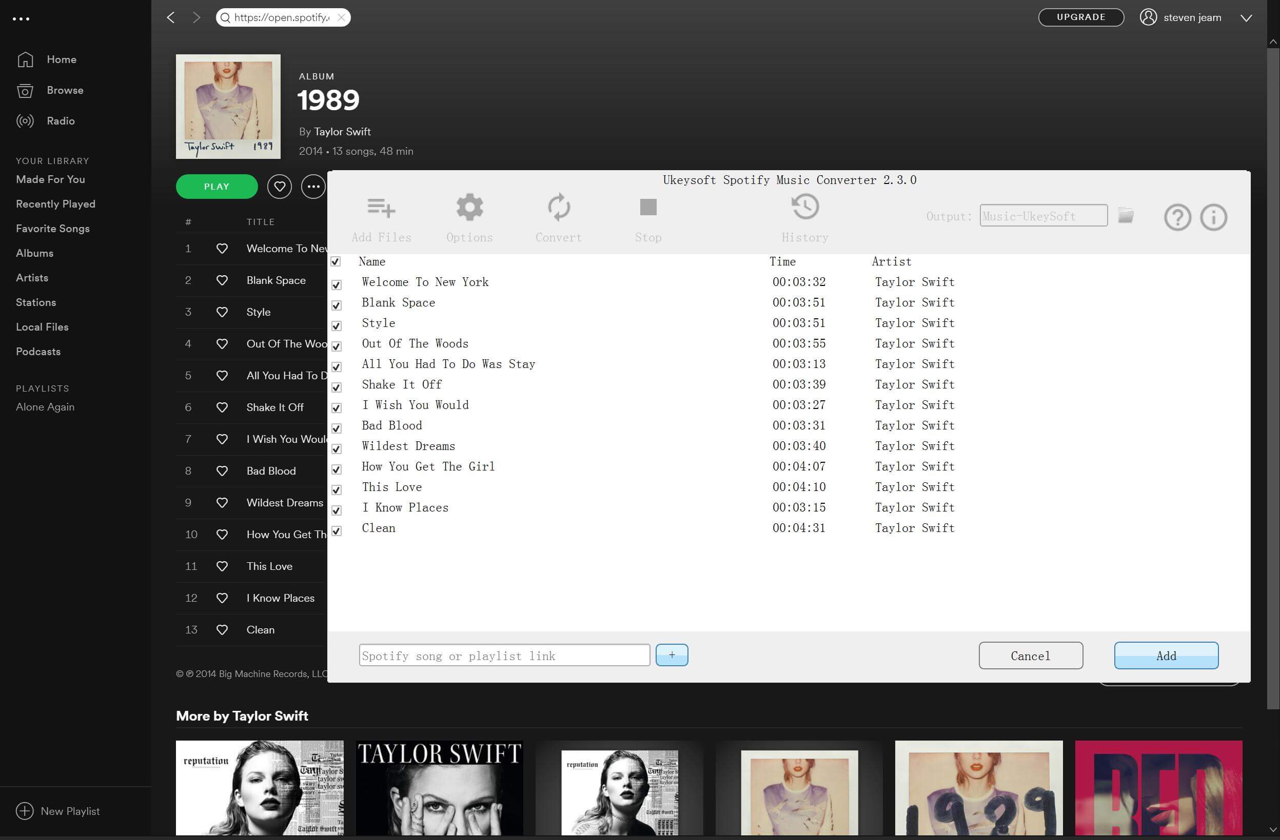 add Spotify playlist link