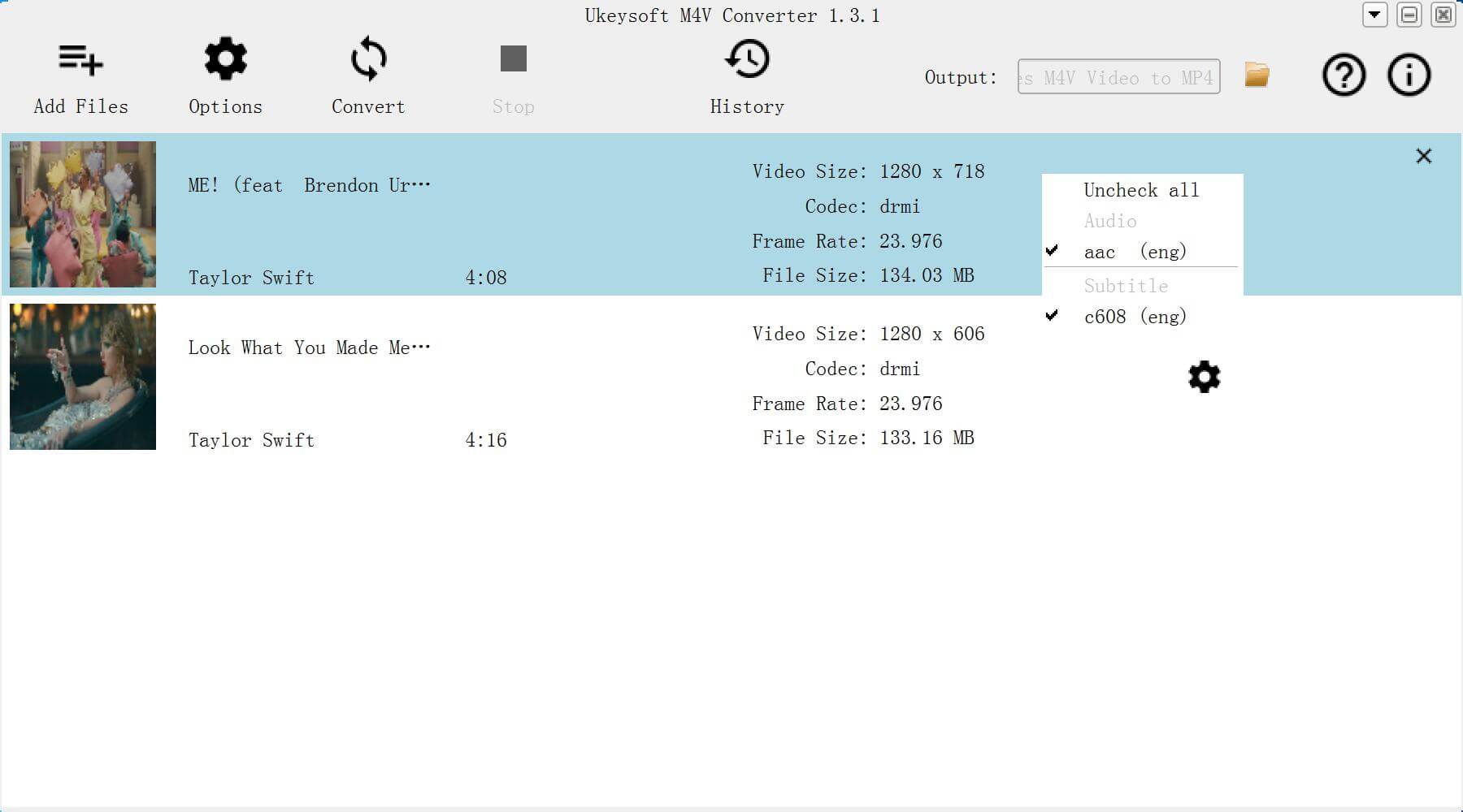 Seleccione M4V subtítulos y pistas de audio