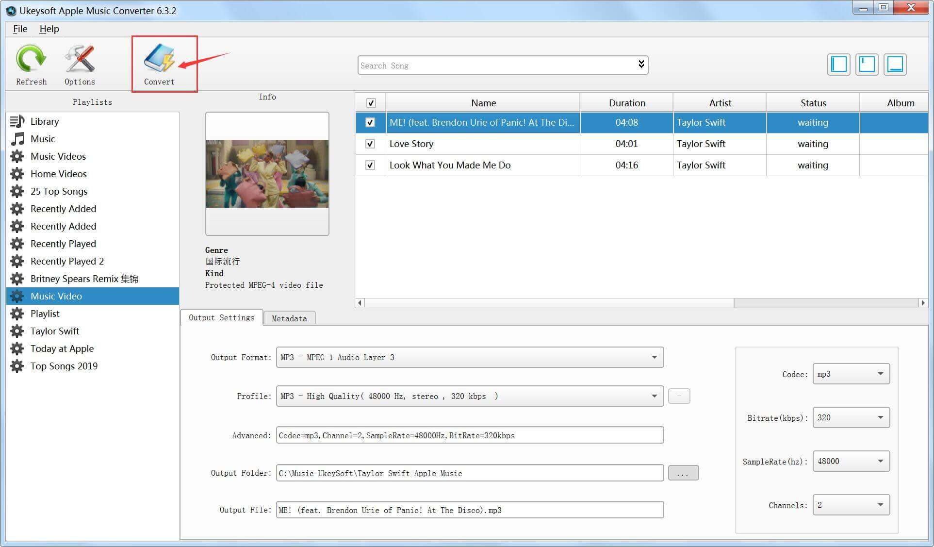 Start M4V naar MP3-conversie