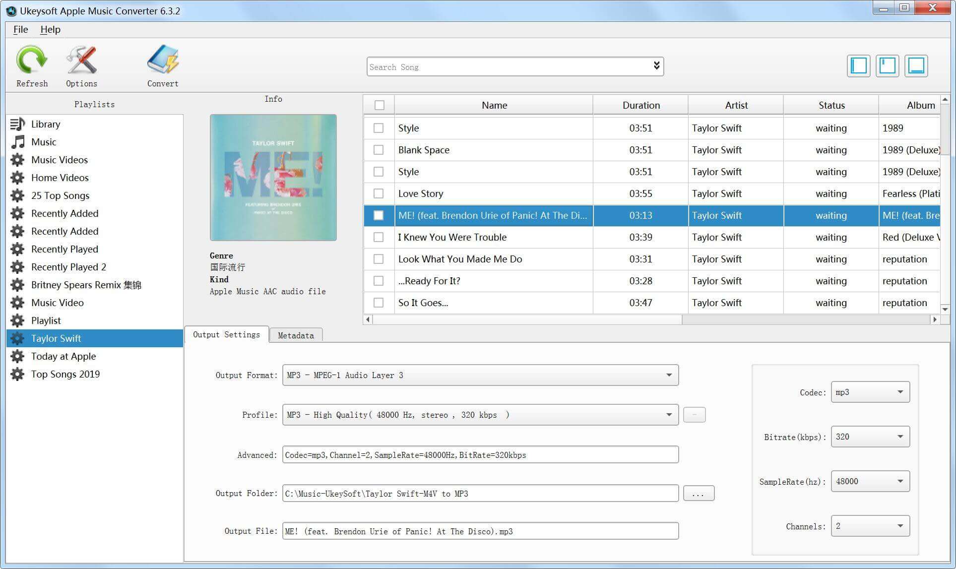 Interface UkeySoft Apple Music Converter