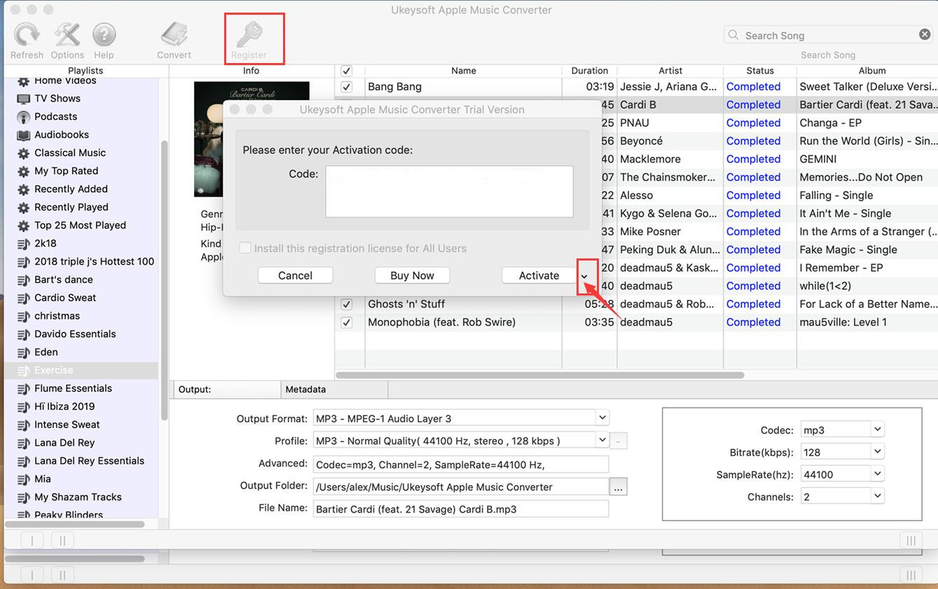 Ruční aktivace UkeySoft Apple Music Converter (Mac)