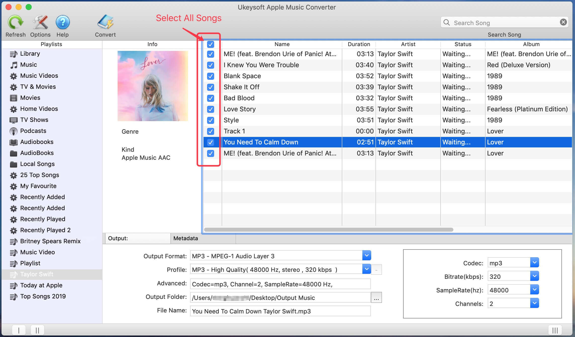 Seleziona Apple Music Songs
