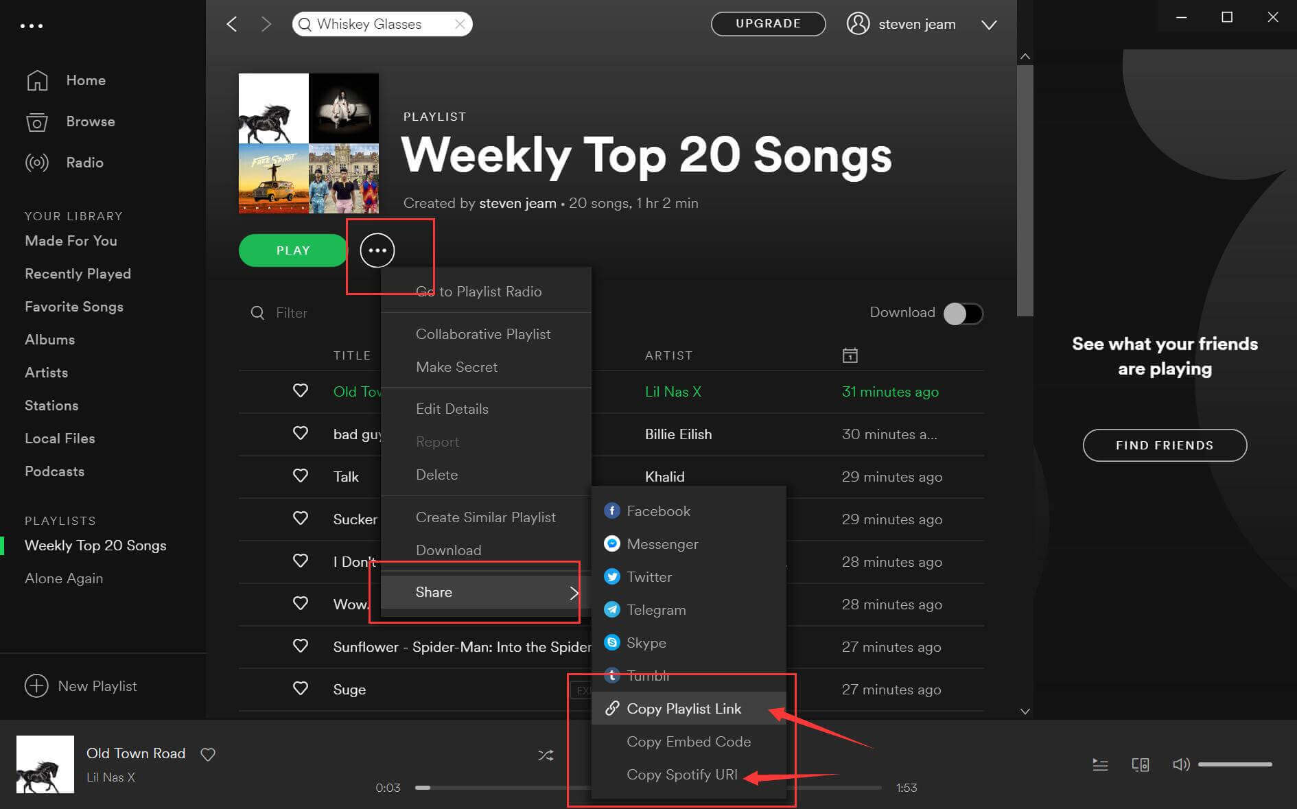 sao chép liên kết Spotify