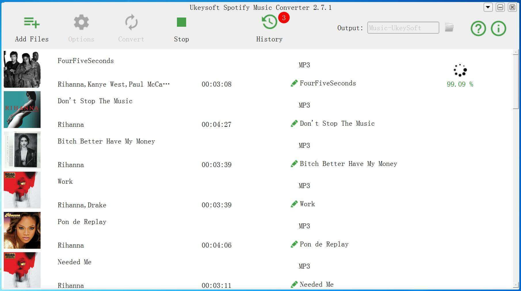 将蕾哈娜的歌曲下载到MP3