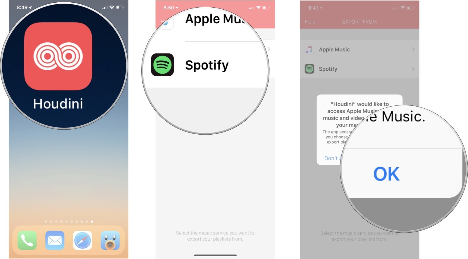 Передача плейлистов Apple Music в Spotify с помощью Houdini