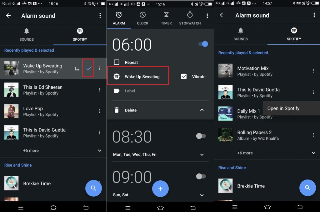 đặt báo thức spotify bằng Google Clock 2