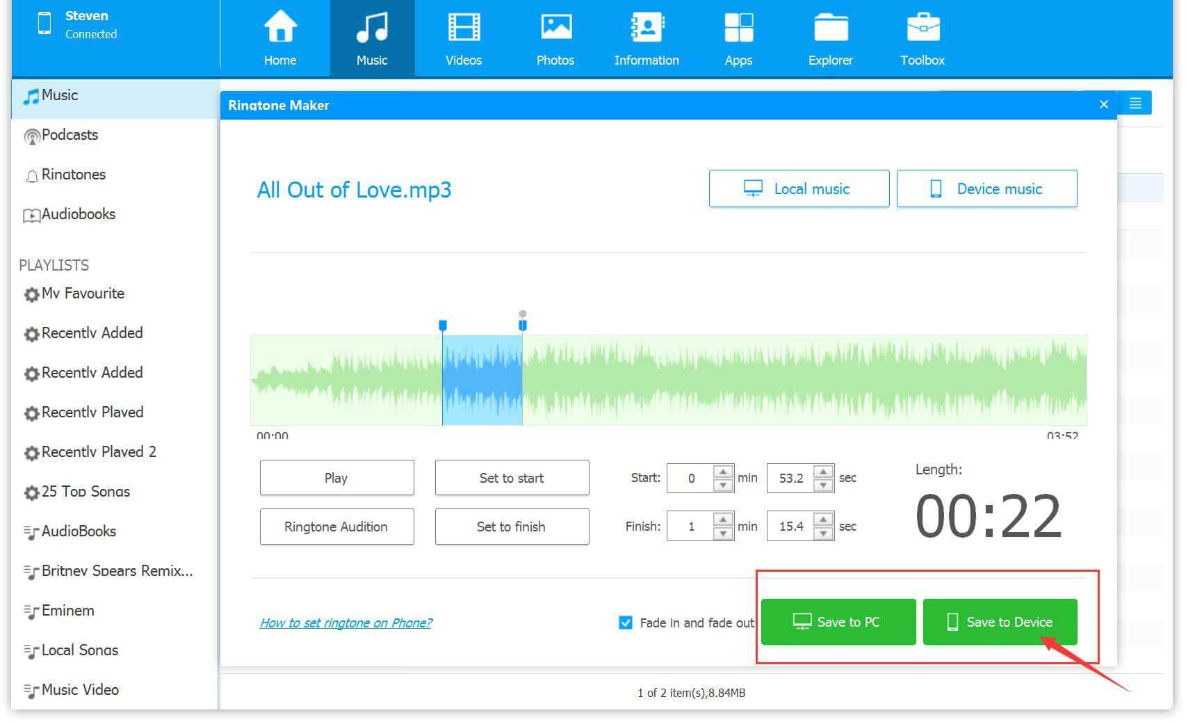 bewaar ringtone op iPhone