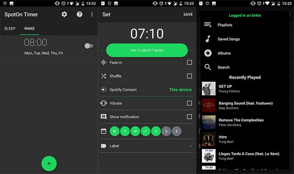 configurar la alarma spotify con spoton