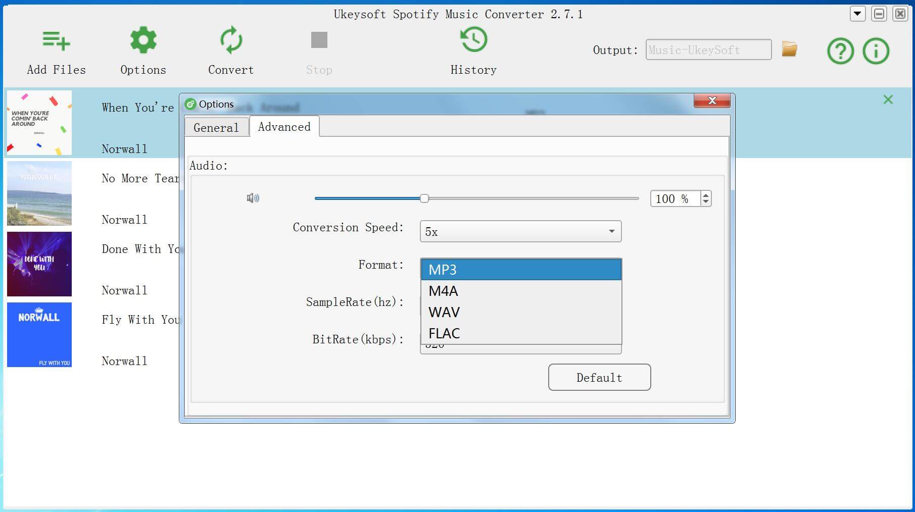 Choose MP3 as Output Music Format