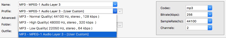 output audio profile