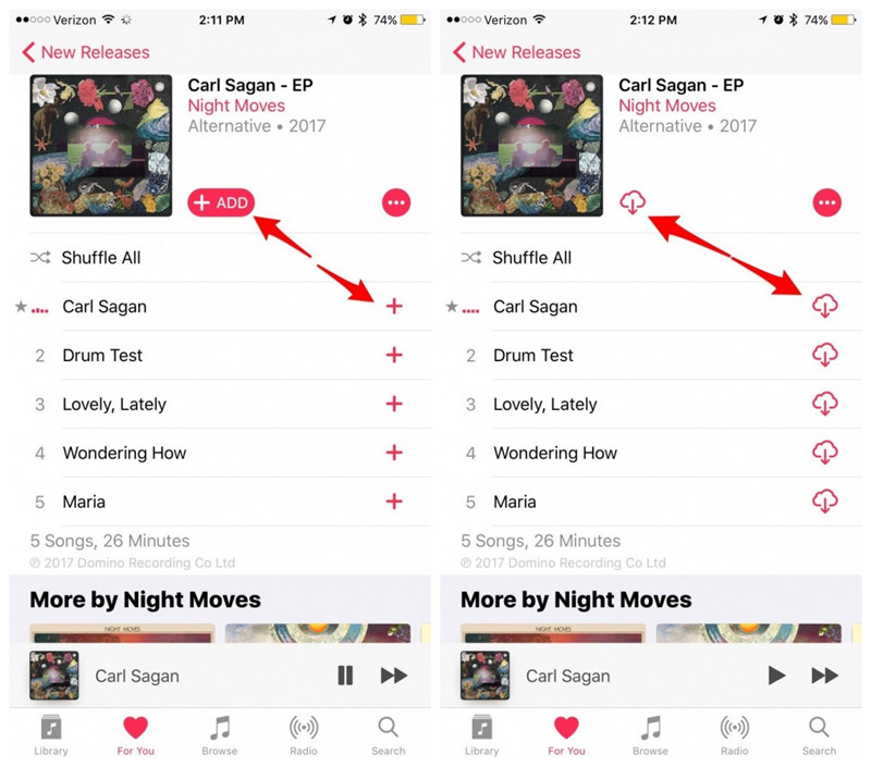 Songs Offline with Apple Music