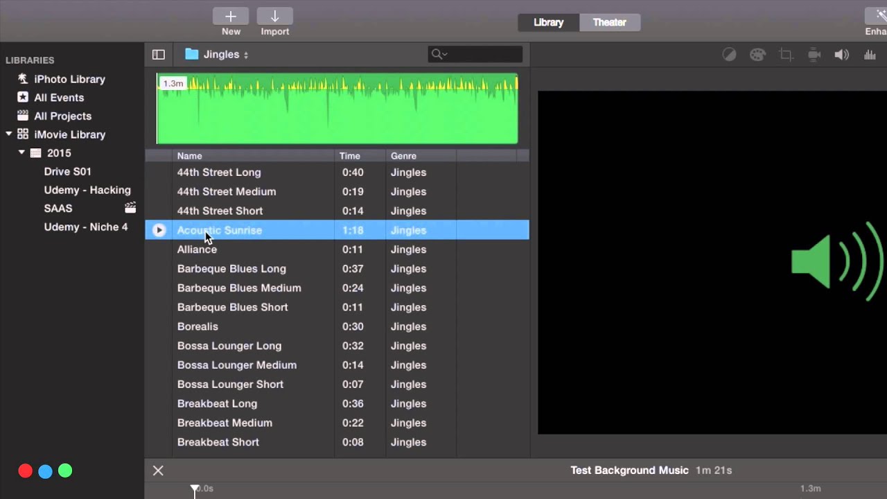 imovie agrega música de fondo al video en mac