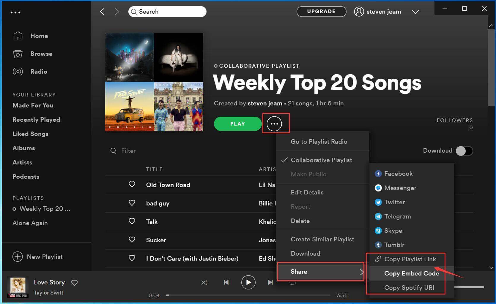 Chia sẻ danh sách phát Spotify