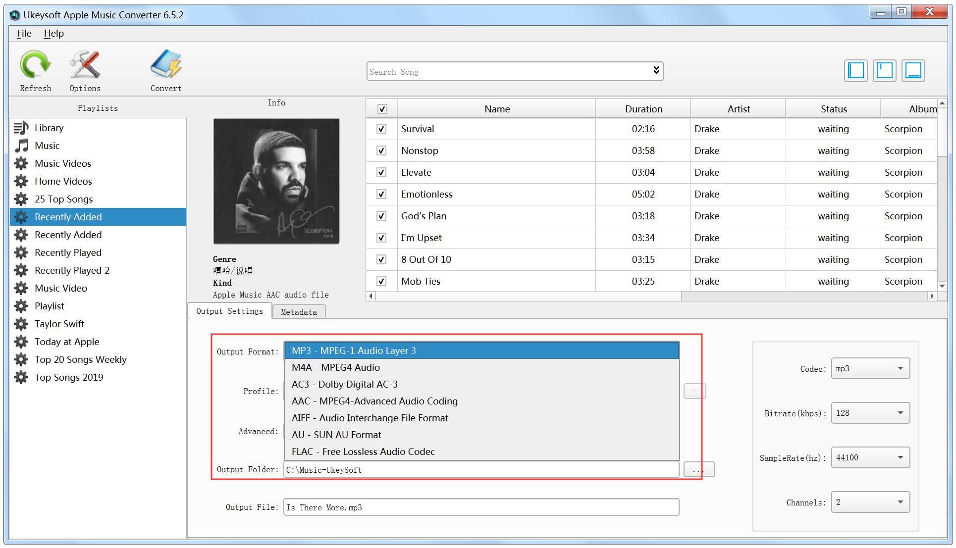 choose output format