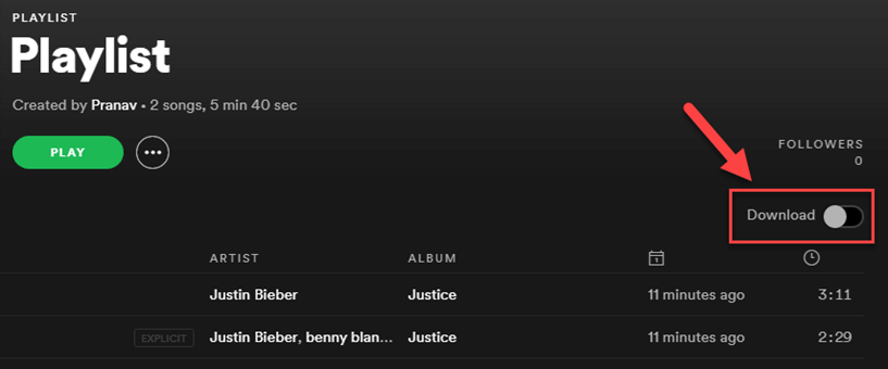 download Spotify playlist