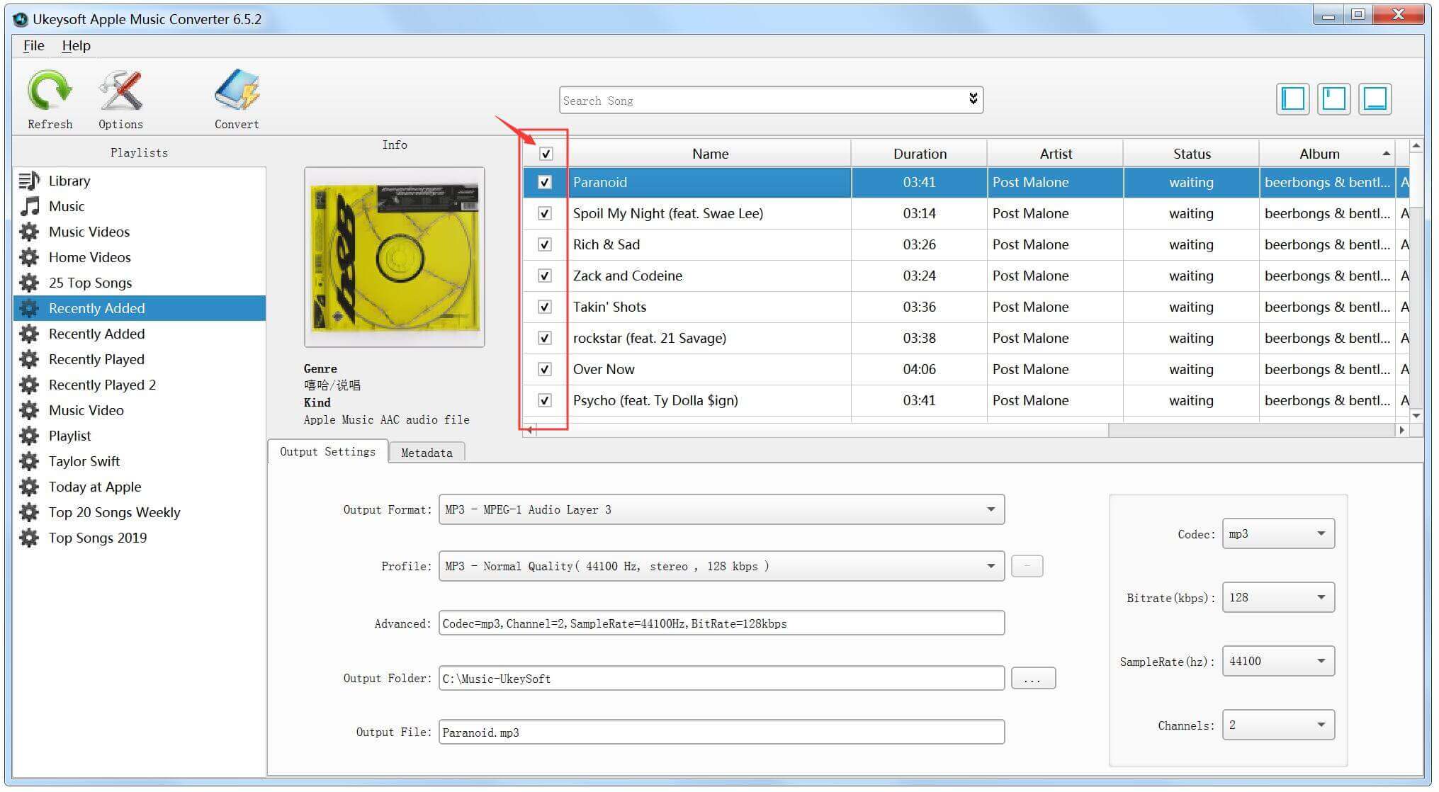 select songs to download