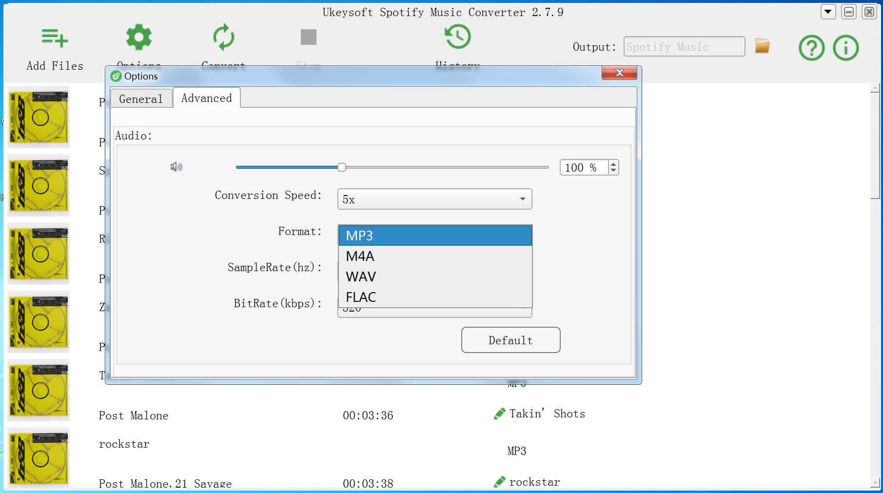select MP3 as output format