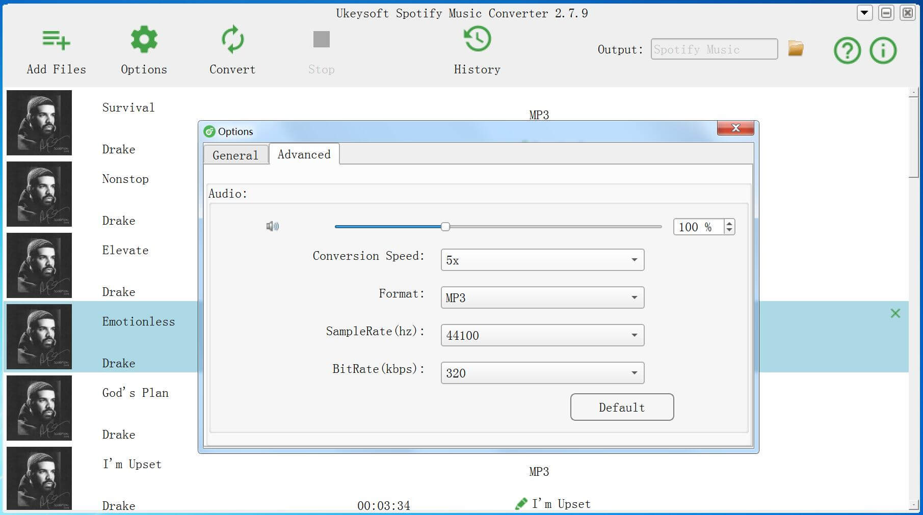 select MP3 as output format